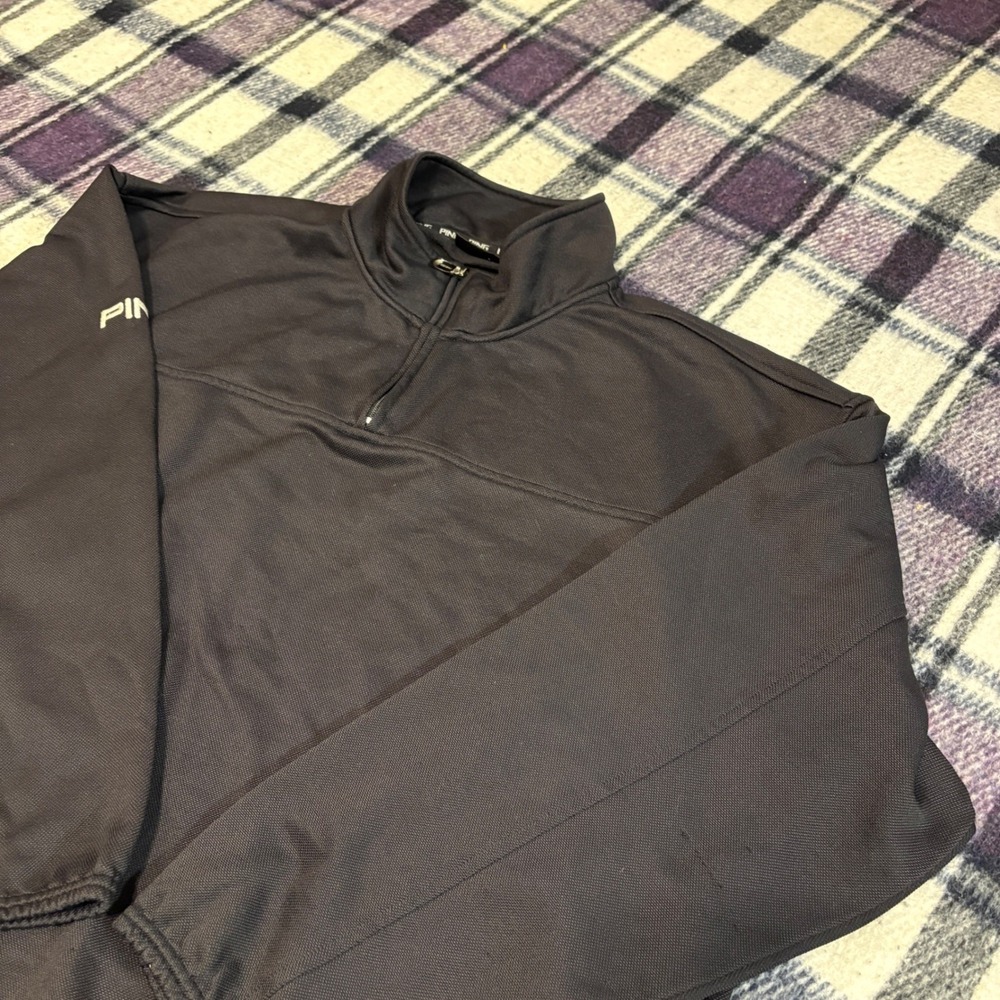 Ping Collection Mens 1/4 Zip Pullover Black Large Polyester Cotton